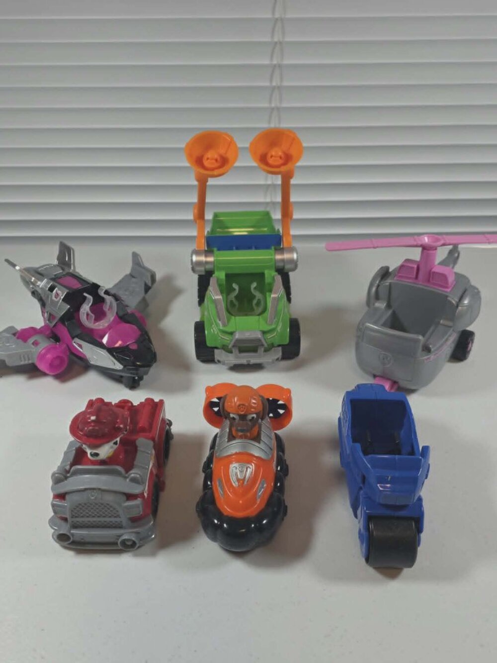 PAW PATROL VEHICLES LOT OF 6 CHASE SKYE ZUMA MARSHALL HELICOPTER GARBAGE TRUCK